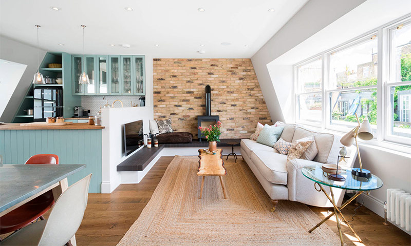 Living room combined with kitchen