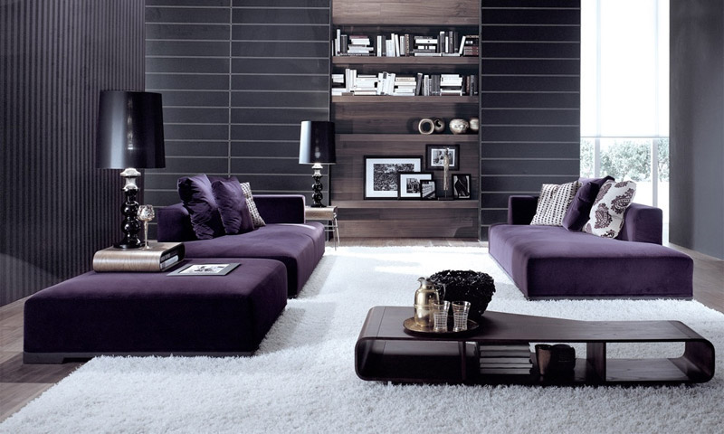 The use of purple in the interior and its combination