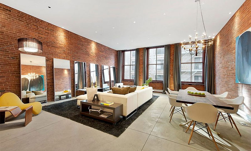 Decorative brick in the interior of the living room