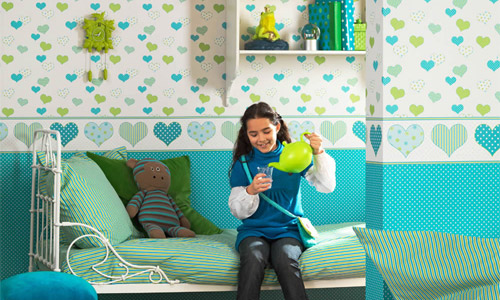 Horizontale ruimteverdeling met behang