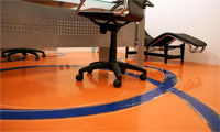 Orange flooded office floor