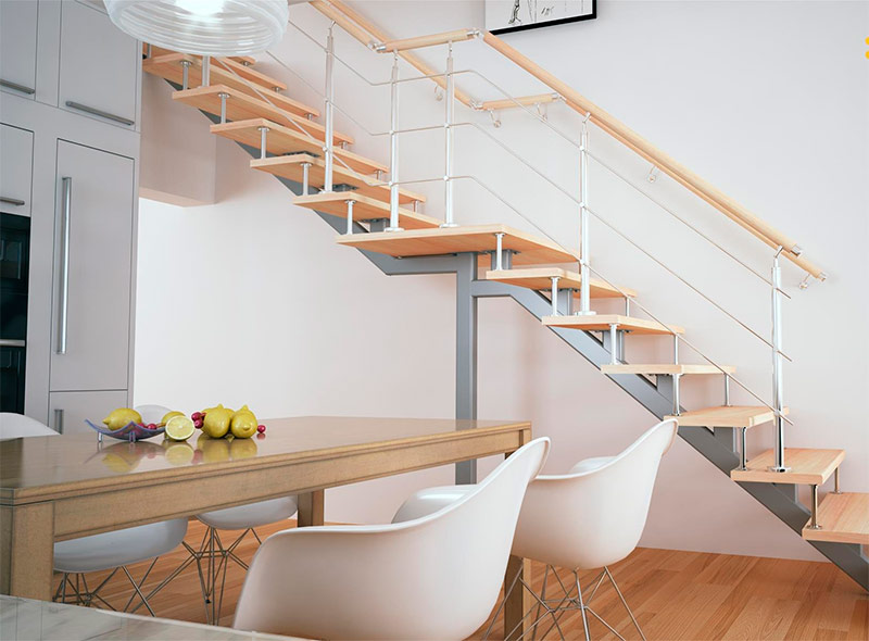 Еднополетно стълбище с платформа