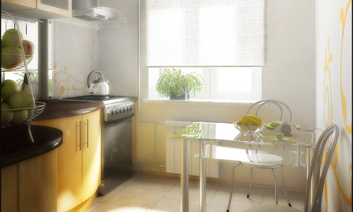 Opção de design para uma pequena cozinha