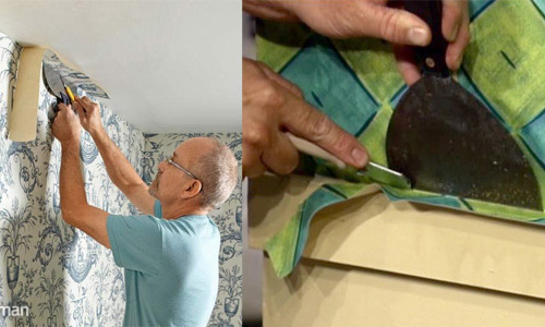 Рязане на нетъкан тапет със шпатула